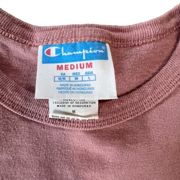 Champion Vintage Pink Long Sleeve Shirt Top Women's Medium 90's Y2K Athletic - Picture 3 of 8